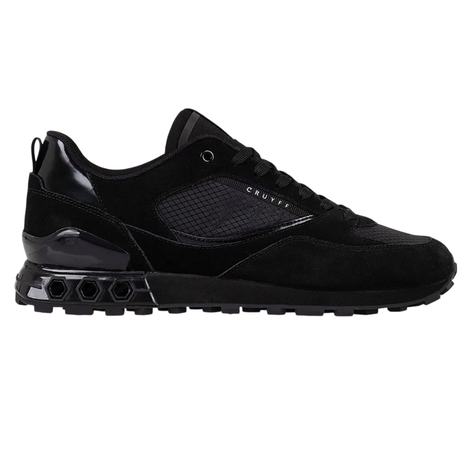 Black - Back - Cruyff Mens Snyper Hex-Tech Suede Trainers