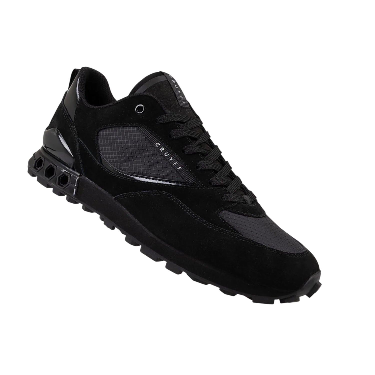Black - Side - Cruyff Mens Snyper Hex-Tech Suede Trainers