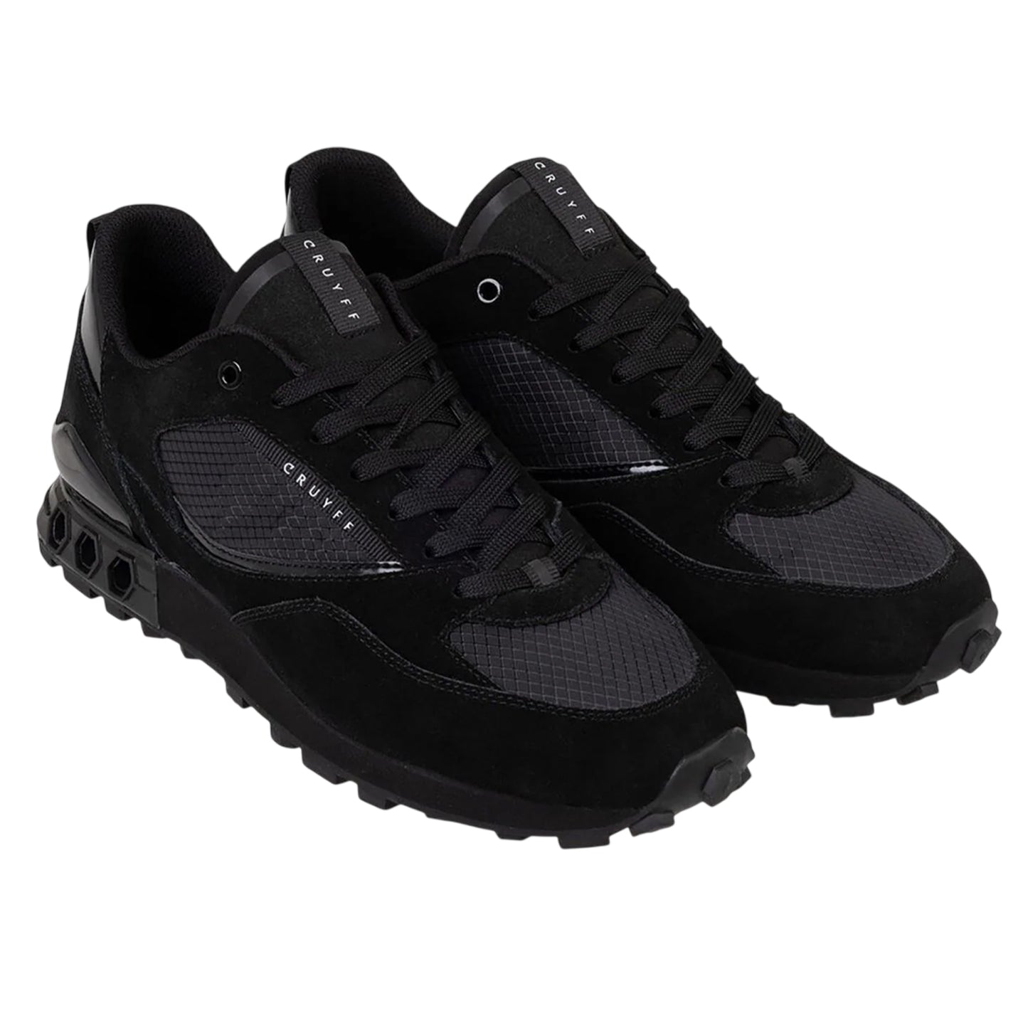 Black - Front - Cruyff Mens Snyper Hex-Tech Suede Trainers