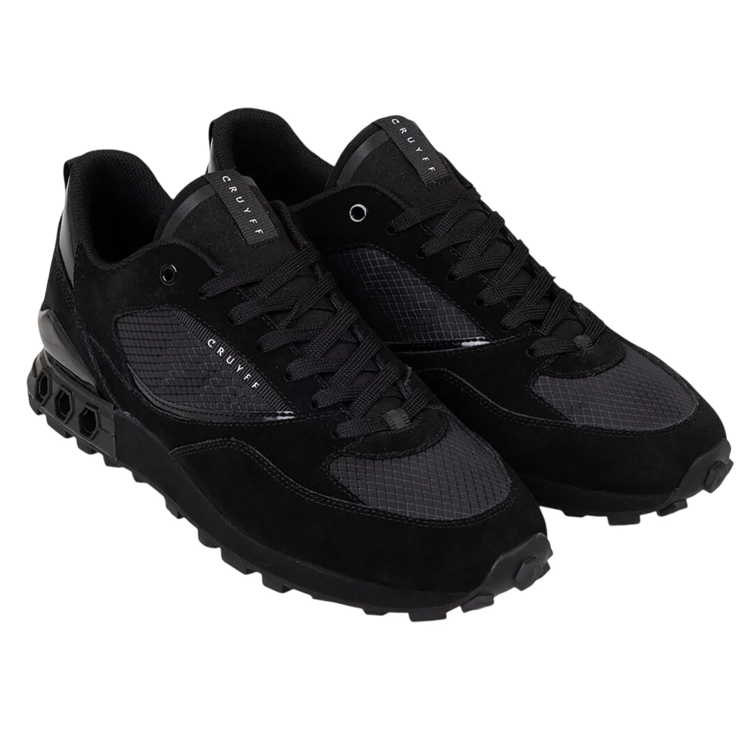 Black - Front - Cruyff Mens Snyper Hex-Tech Suede Trainers