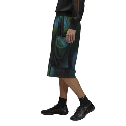 Multicoloured - Side - Y-3 Mens Mesh All-Over Print Shorts