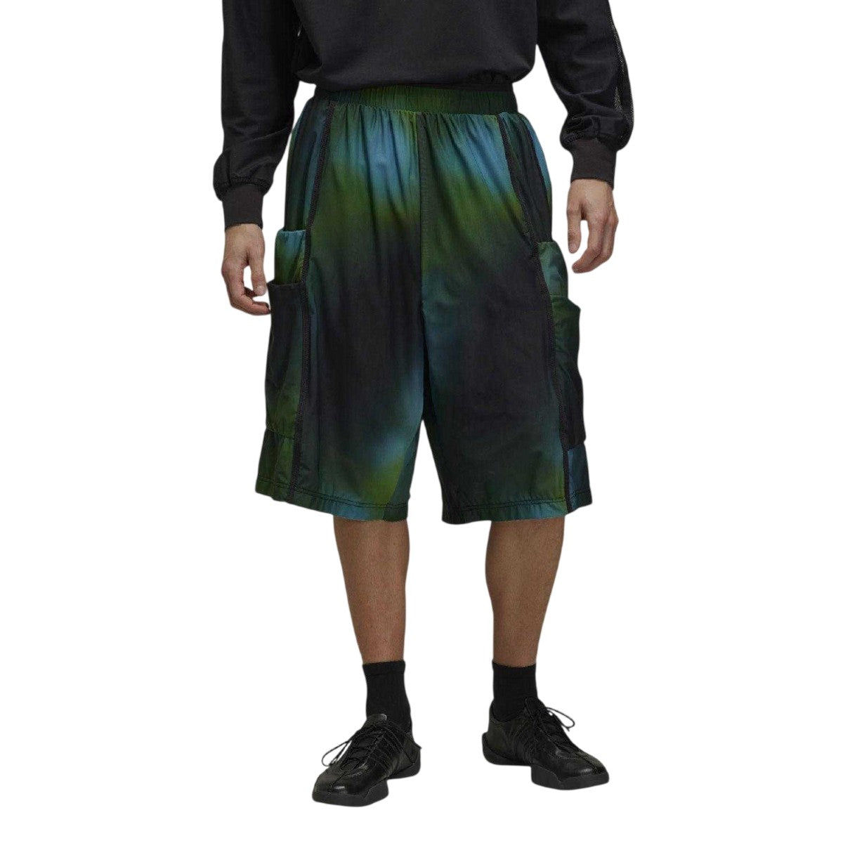 Multicoloured - Front - Y-3 Mens Mesh All-Over Print Shorts