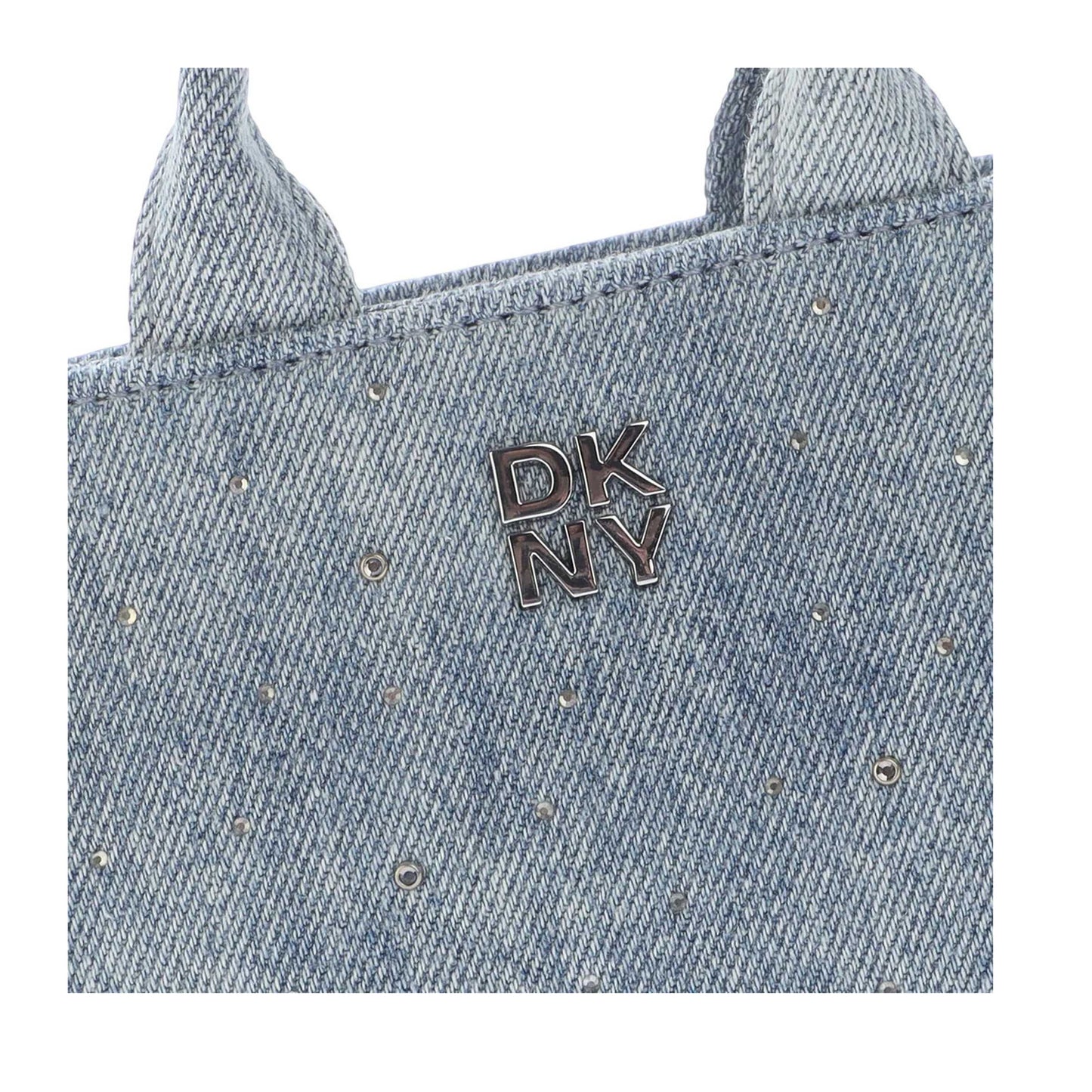 Blue Denim - Side - DKNY Hadlee Rhinestone Denim Mini Crossbody Bag