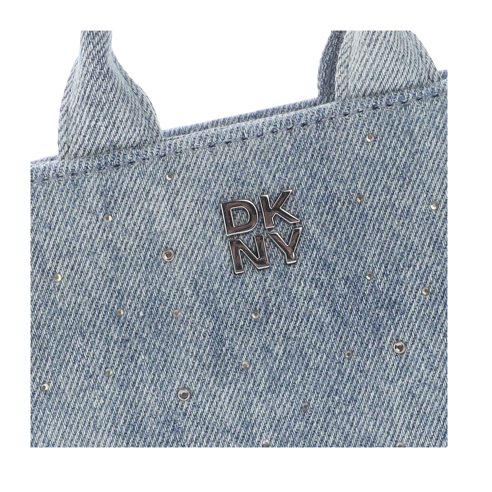 Blue Denim - Side - DKNY Hadlee Rhinestone Denim Mini Crossbody Bag