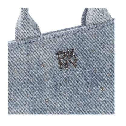 Blue Denim - Side - DKNY Hadlee Rhinestone Denim Mini Crossbody Bag