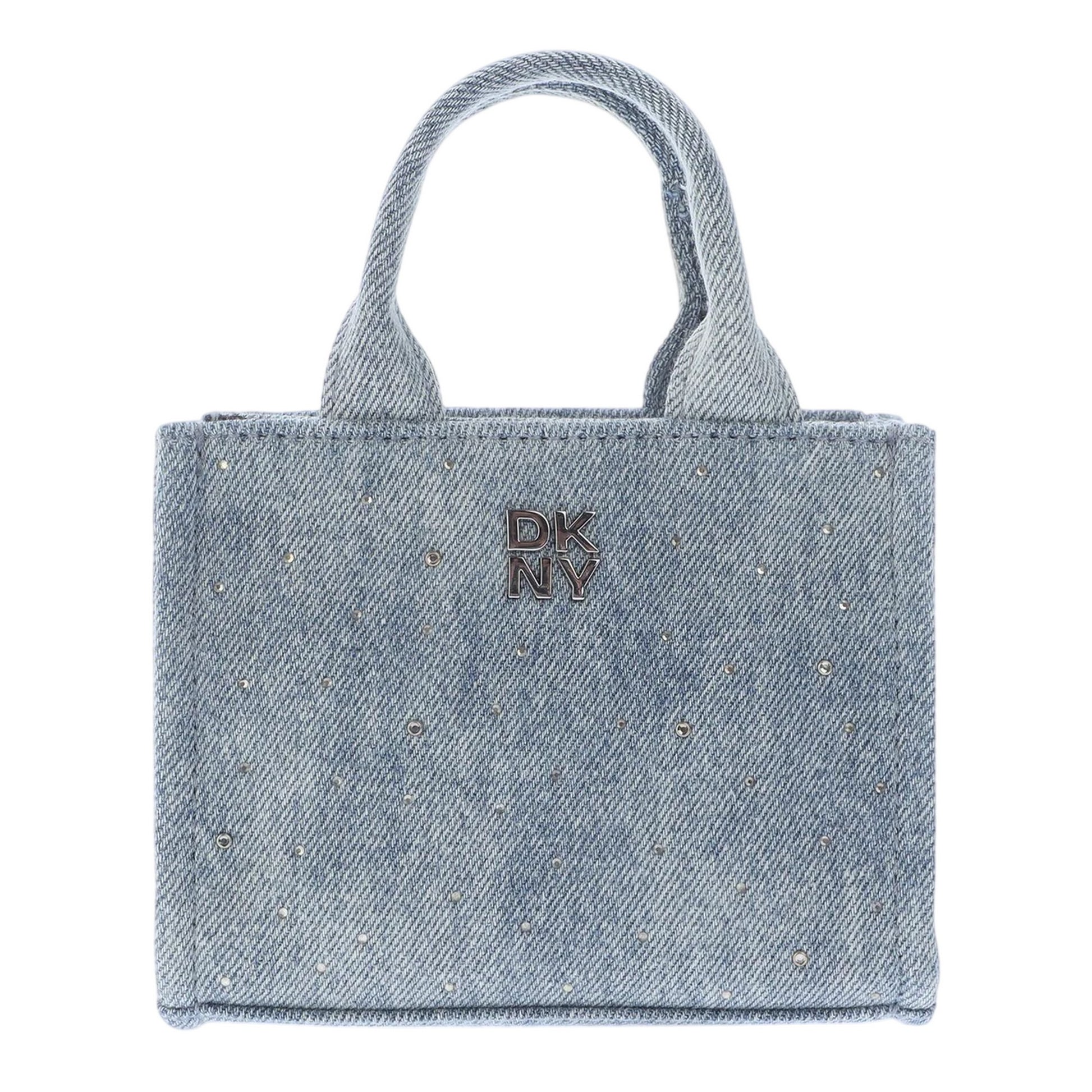 Blue Denim - Front - DKNY Hadlee Rhinestone Denim Mini Crossbody Bag