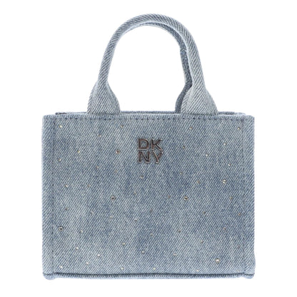 Blue Denim - Front - DKNY Hadlee Rhinestone Denim Mini Crossbody Bag