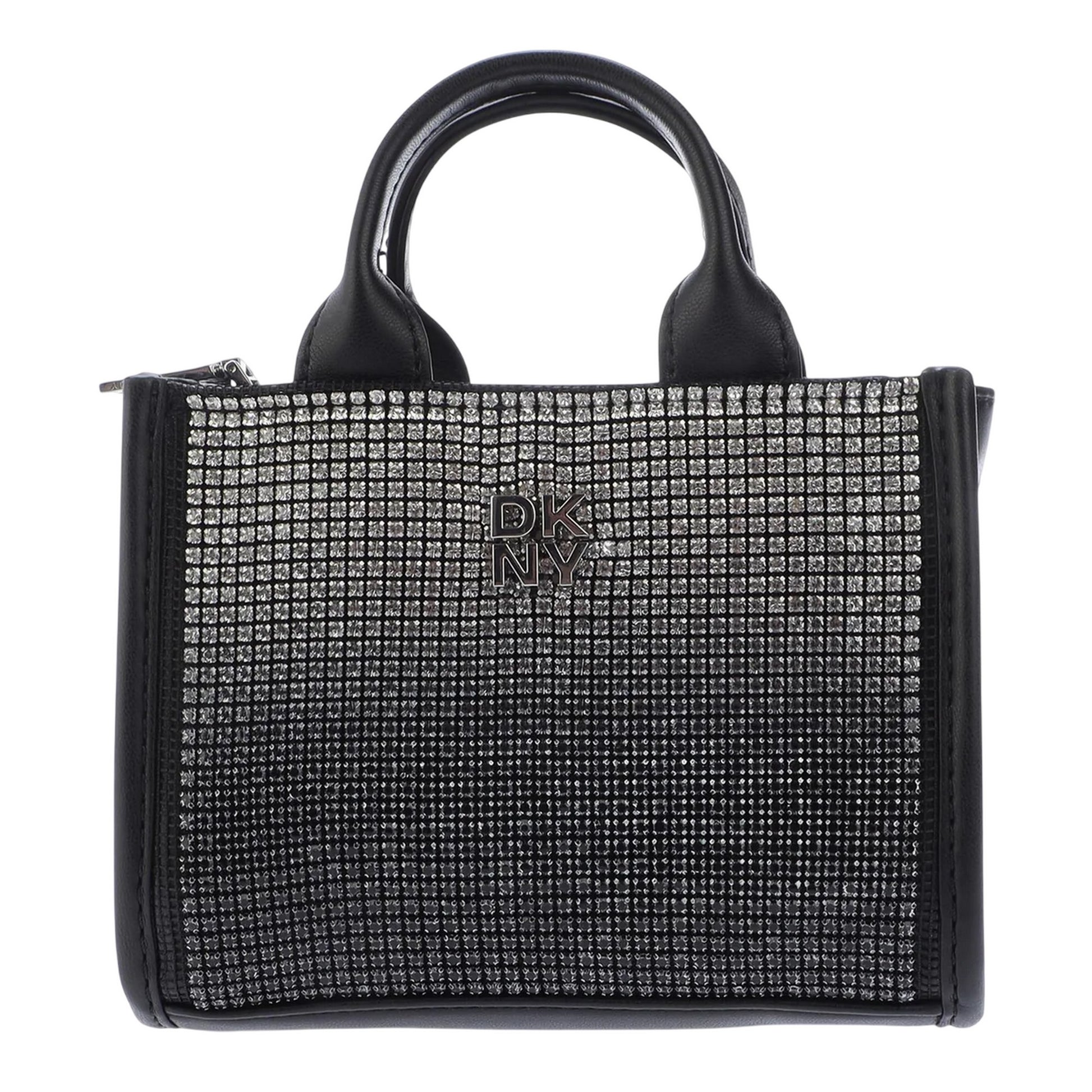 Black-Silver - Front - DKNY Hadlee Embellished Mini Crossbody Bag