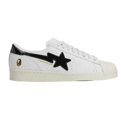 White - Side - Adidas Unisex Adult SSTR Bape Trainers