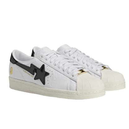 White - Front - Adidas Unisex Adult SSTR Bape Trainers