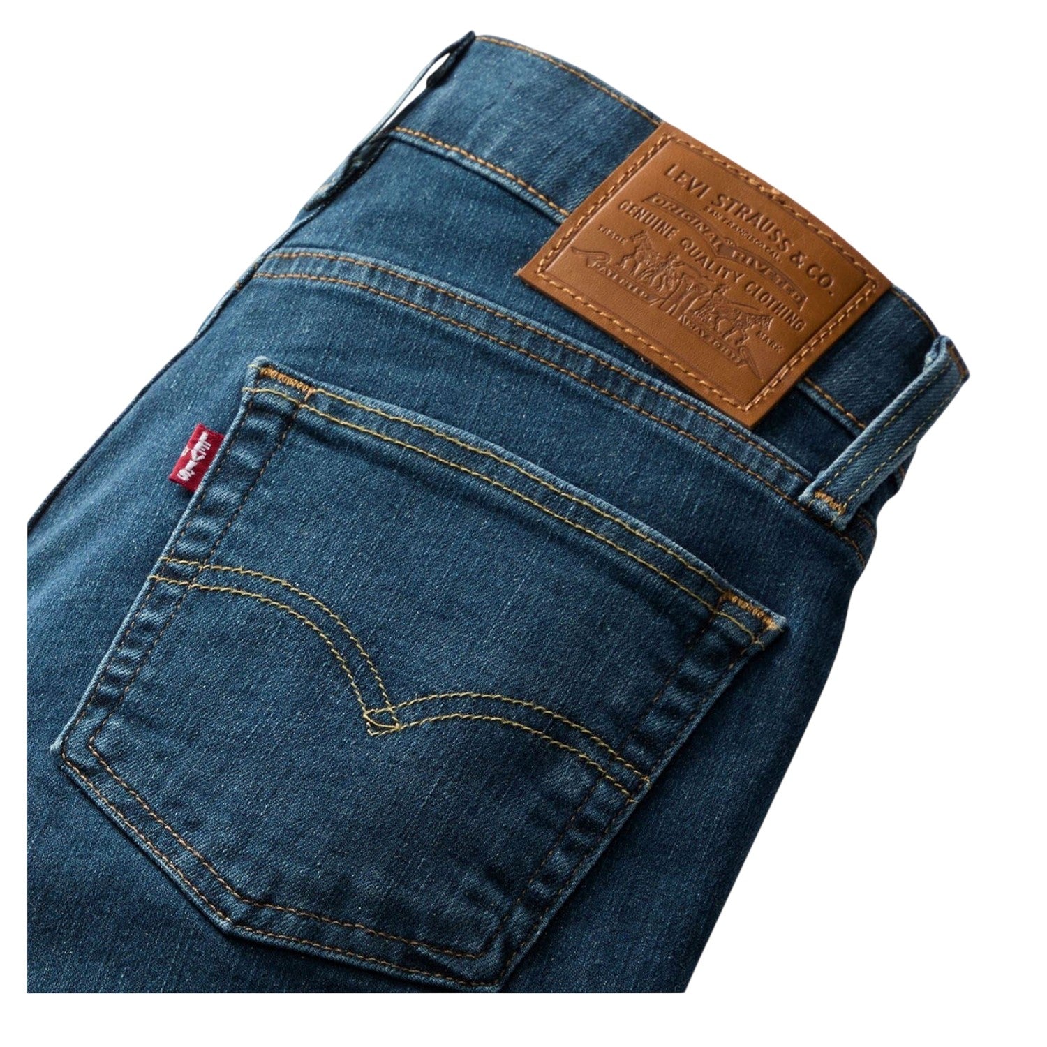 Blue - Side - Levis Womens-Ladies 724 High Rise Straight Jeans