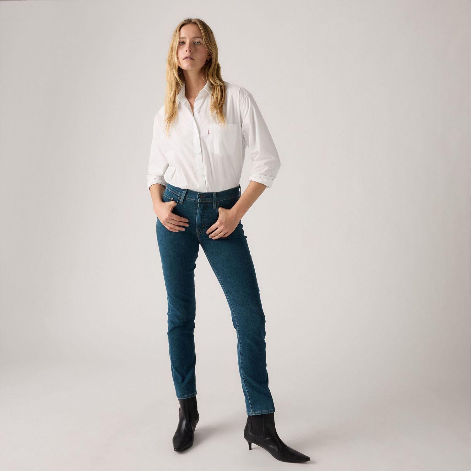 Dark Blue - Back - Levis Womens-Ladies 724 High Rise Straight Jeans