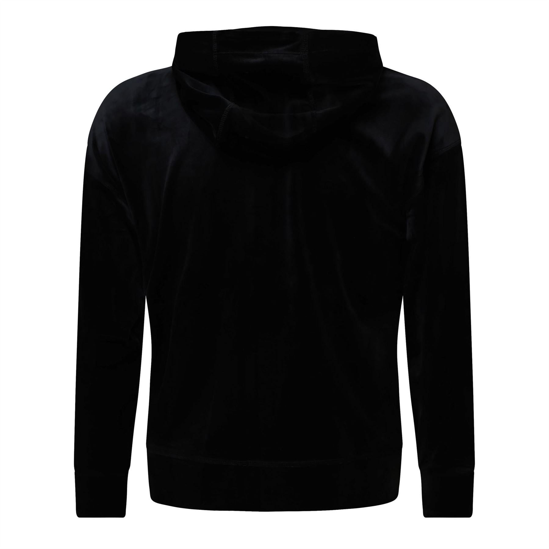 Black - Back - DKNY Womens-Ladies Rhinestone Logo Full Zip Hoodie