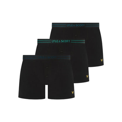 Black - Front - Lyle & Scott Mens Lewis Boxer Shorts (Pack of 3)