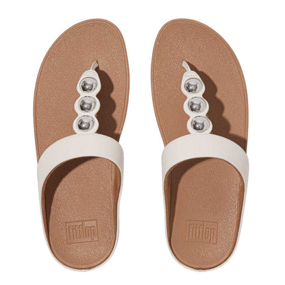 White - Lifestyle - Fit Flop Womens-Ladies Fino Mirror Dome Leather Sandals