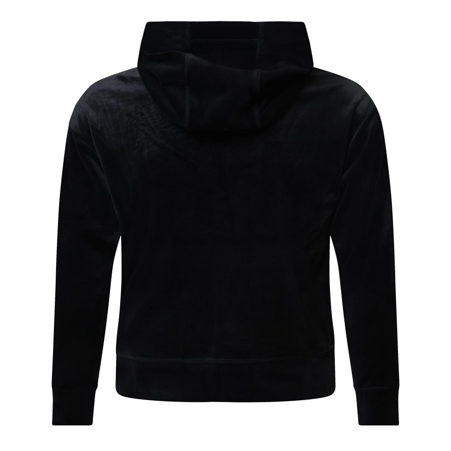 Black - Back - DKNY Womens-Ladies Velour Full Zip Hoodie