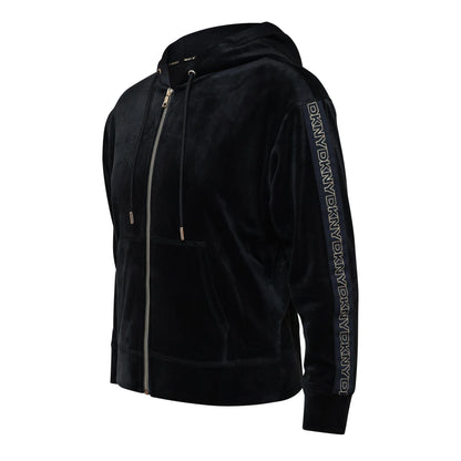 Black - Side - DKNY Womens-Ladies Velour Full Zip Hoodie