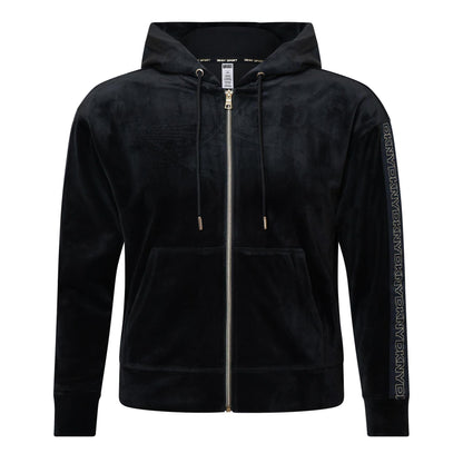 Black - Front - DKNY Womens-Ladies Velour Full Zip Hoodie