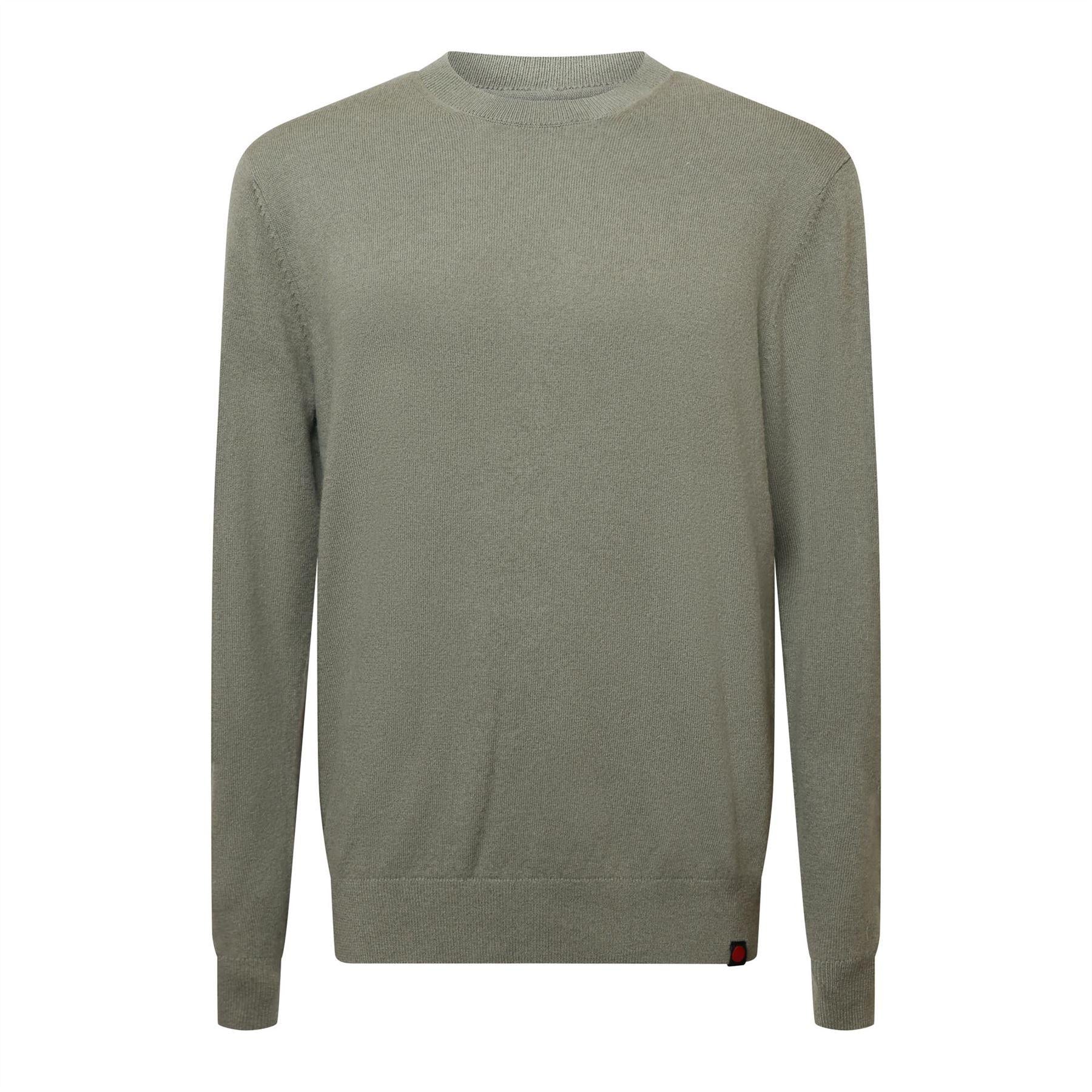 Dusty Green - Front - Jack And Jones Mens Brooks Cashmere Blend Relaxed Fit Sweater Top