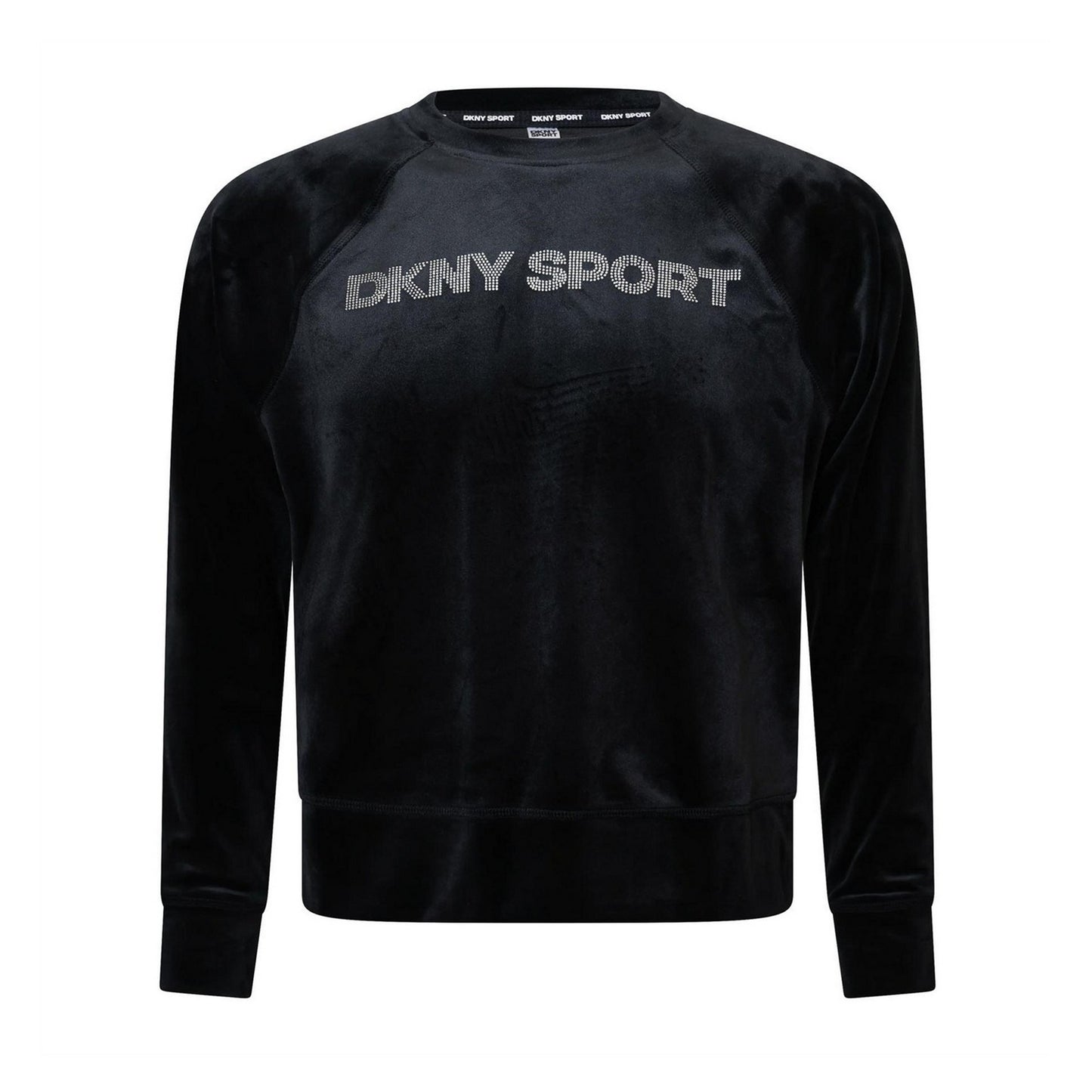 Black - Front - DKNY Womens-Ladies Rhinestone Logo Sweatshirt