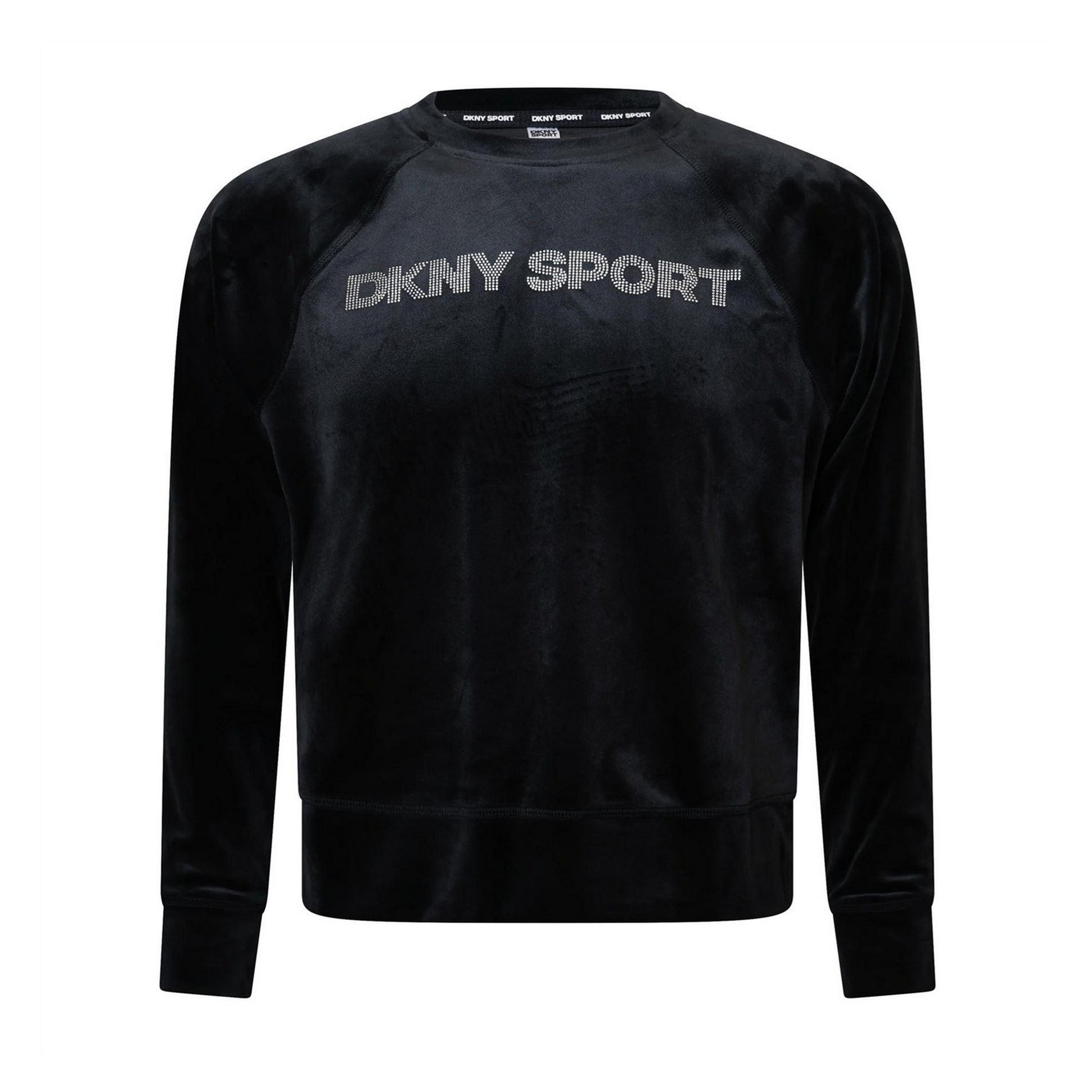 Black - Front - DKNY Womens-Ladies Rhinestone Logo Sweatshirt