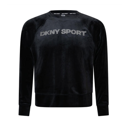 Black - Front - DKNY Womens-Ladies Rhinestone Logo Sweatshirt