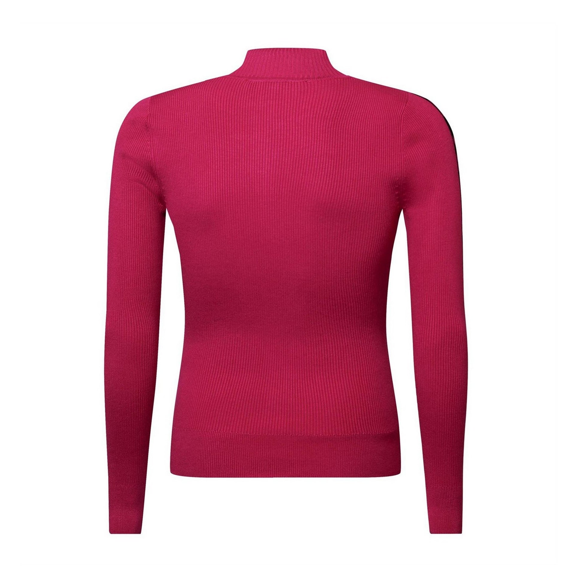 Pink - Back - DKNY Womens-Ladies Logo Half Zip Long-Sleeved Sweater Top