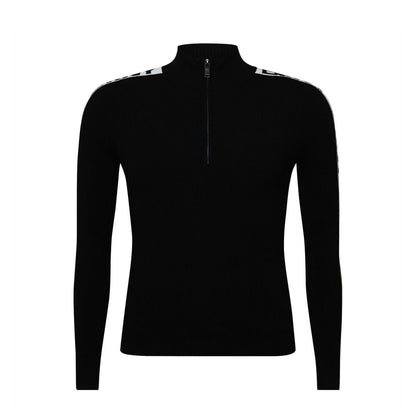 Black - Front - DKNY Womens-Ladies Logo Half Zip Long-Sleeved Sweater Top