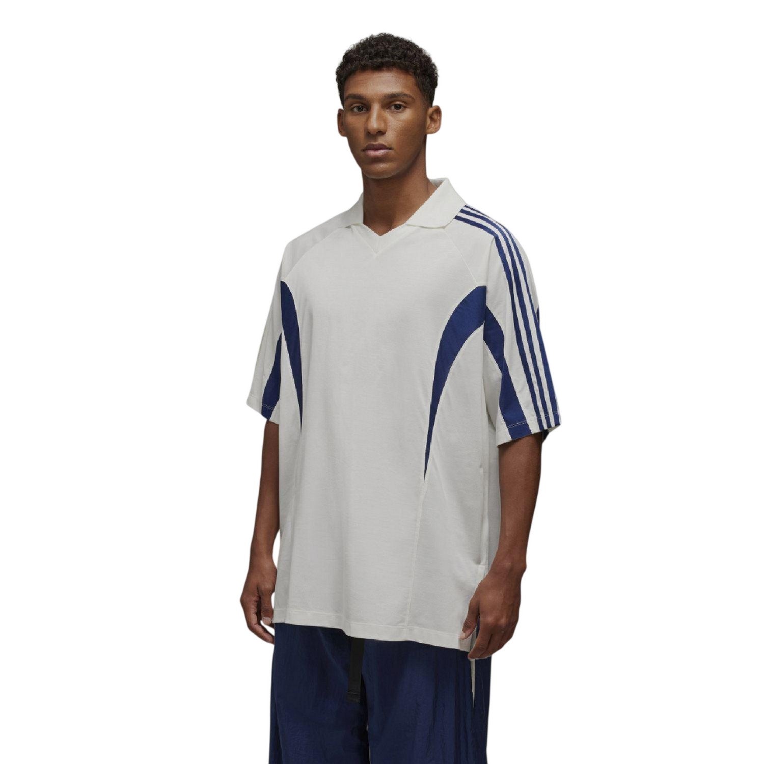 Blue - Lifestyle - Y-3 Unisex Adult Contrast Line T-Shirt