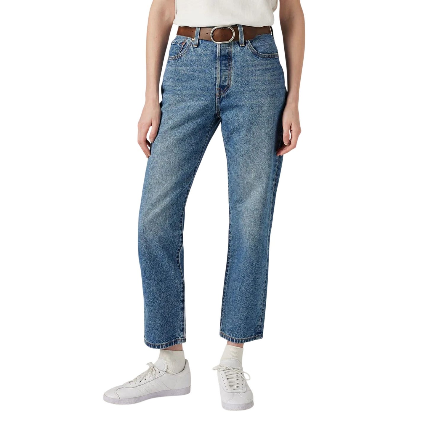 Blue - Side - Levis Womens-Ladies 501 Cropped Jeans