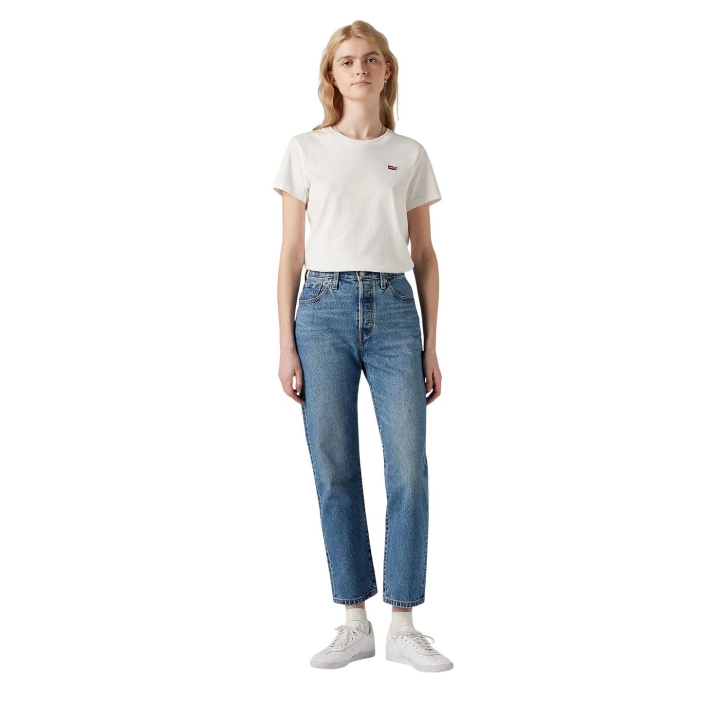 Blue - Lifestyle - Levis Womens-Ladies 501 Cropped Jeans