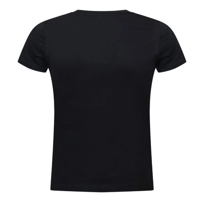Black-Silver - Back - DKNY Womens-Ladies Logo Sequin Crew Neck T-Shirt