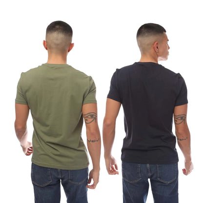 Navy-Green - Back - Emporio Armani Mens Plain T-Shirt (Pack of 2)