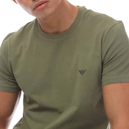 Navy-Green - Side - Emporio Armani Mens Plain T-Shirt (Pack of 2)