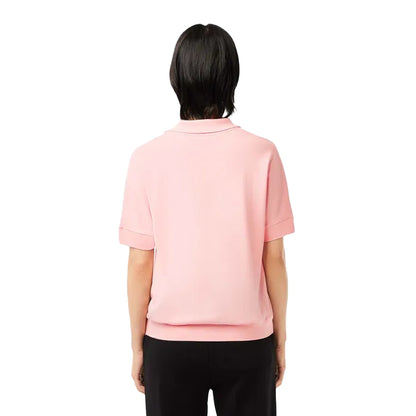 Pink - Back - Lacoste Womens-Ladies Fluid Pique Relaxed Fit Polo Shirt