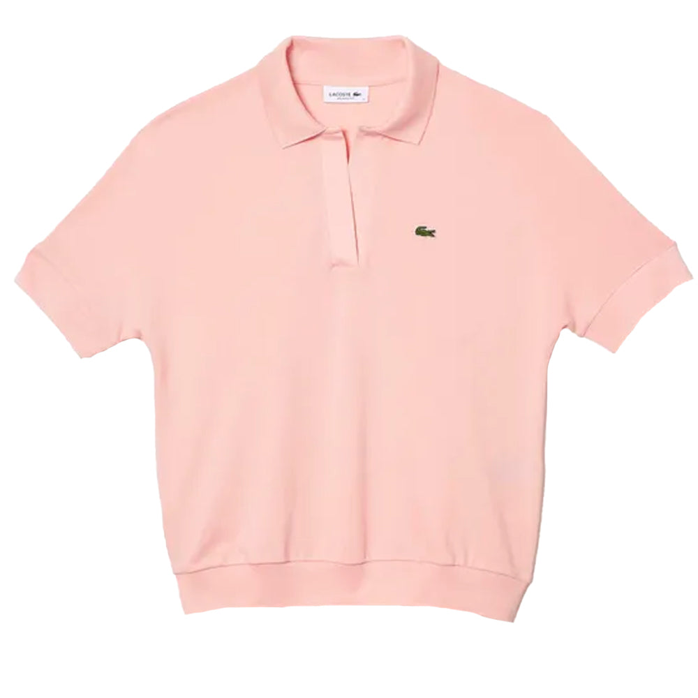Pink - Front - Lacoste Womens-Ladies Fluid Pique Relaxed Fit Polo Shirt