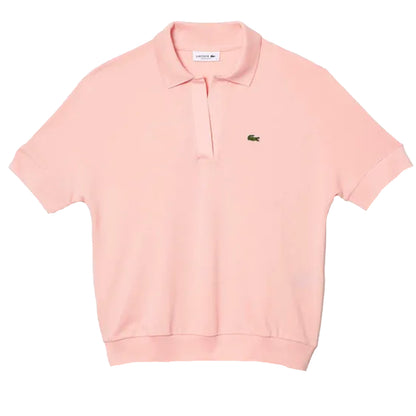 Pink - Front - Lacoste Womens-Ladies Fluid Pique Relaxed Fit Polo Shirt