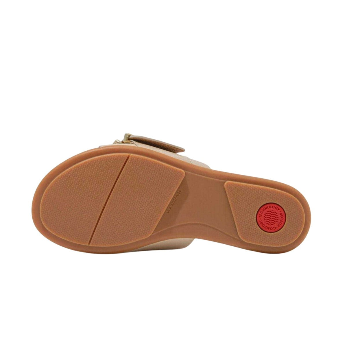 Beige - Back - FitFlop Womens-Ladies Gracie Buckle Leather Sliders