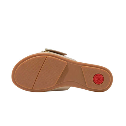 Beige - Back - FitFlop Womens-Ladies Gracie Buckle Leather Sliders