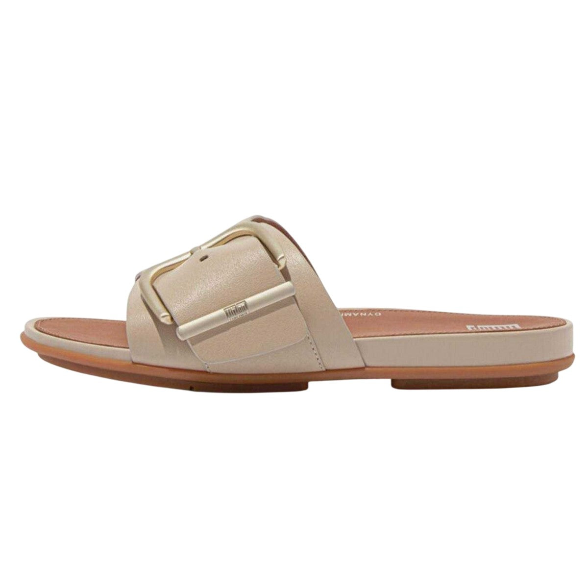 Beige - Side - FitFlop Womens-Ladies Gracie Buckle Leather Sliders