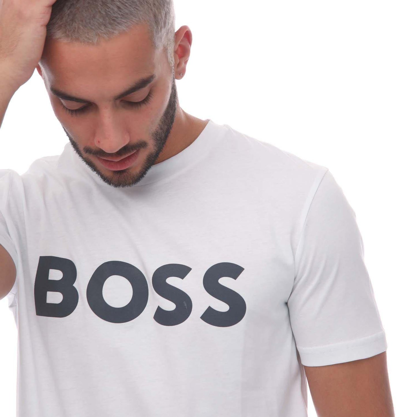 White - Side - Boss Mens Thinking 1 Logo T-Shirt