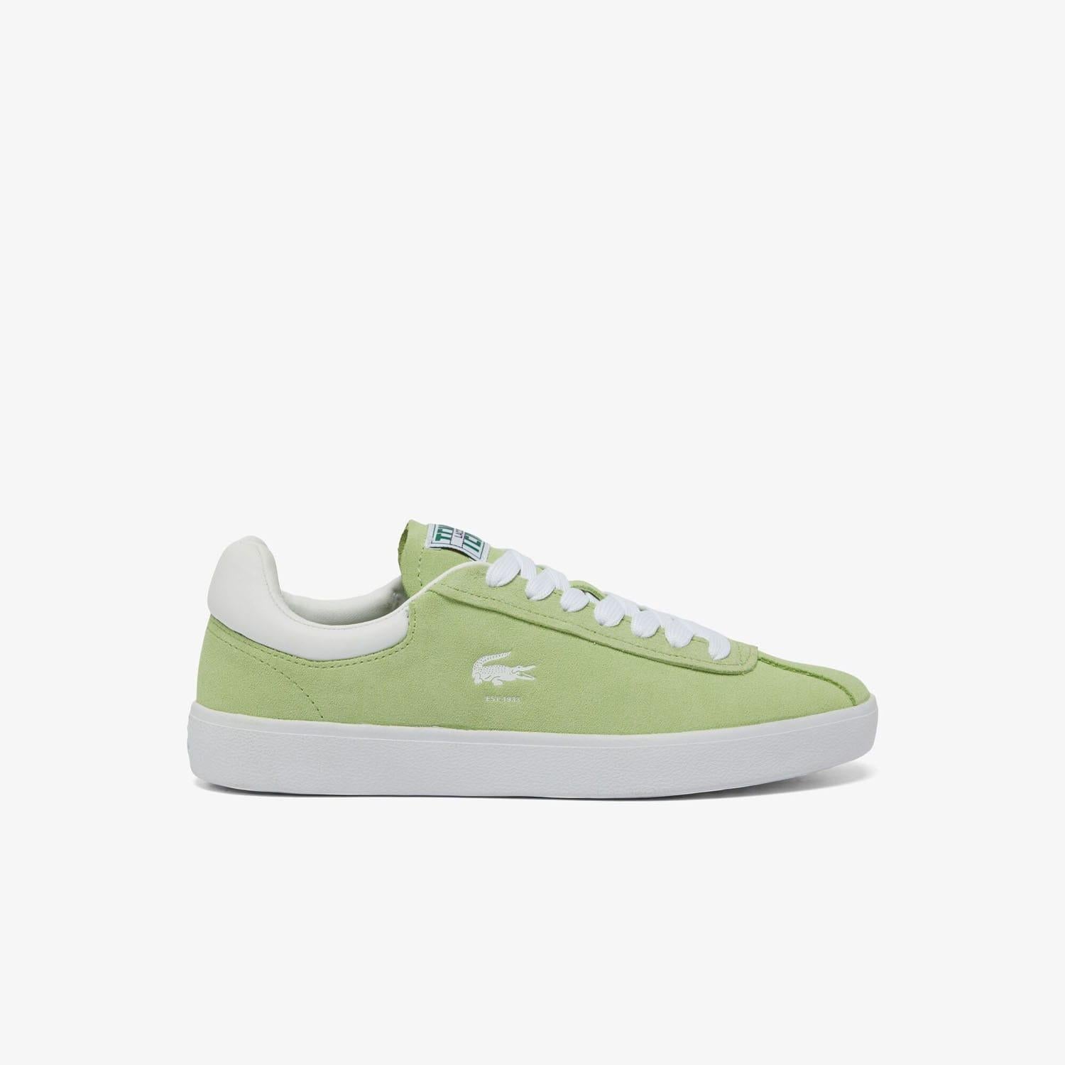 Green-White - Front - Lacoste Womens-Ladies Baseshot Suede Trainers