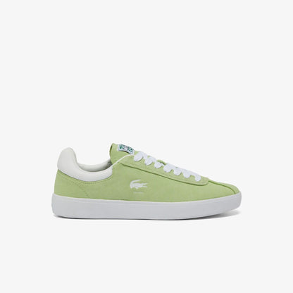 Green-White - Front - Lacoste Womens-Ladies Baseshot Suede Trainers