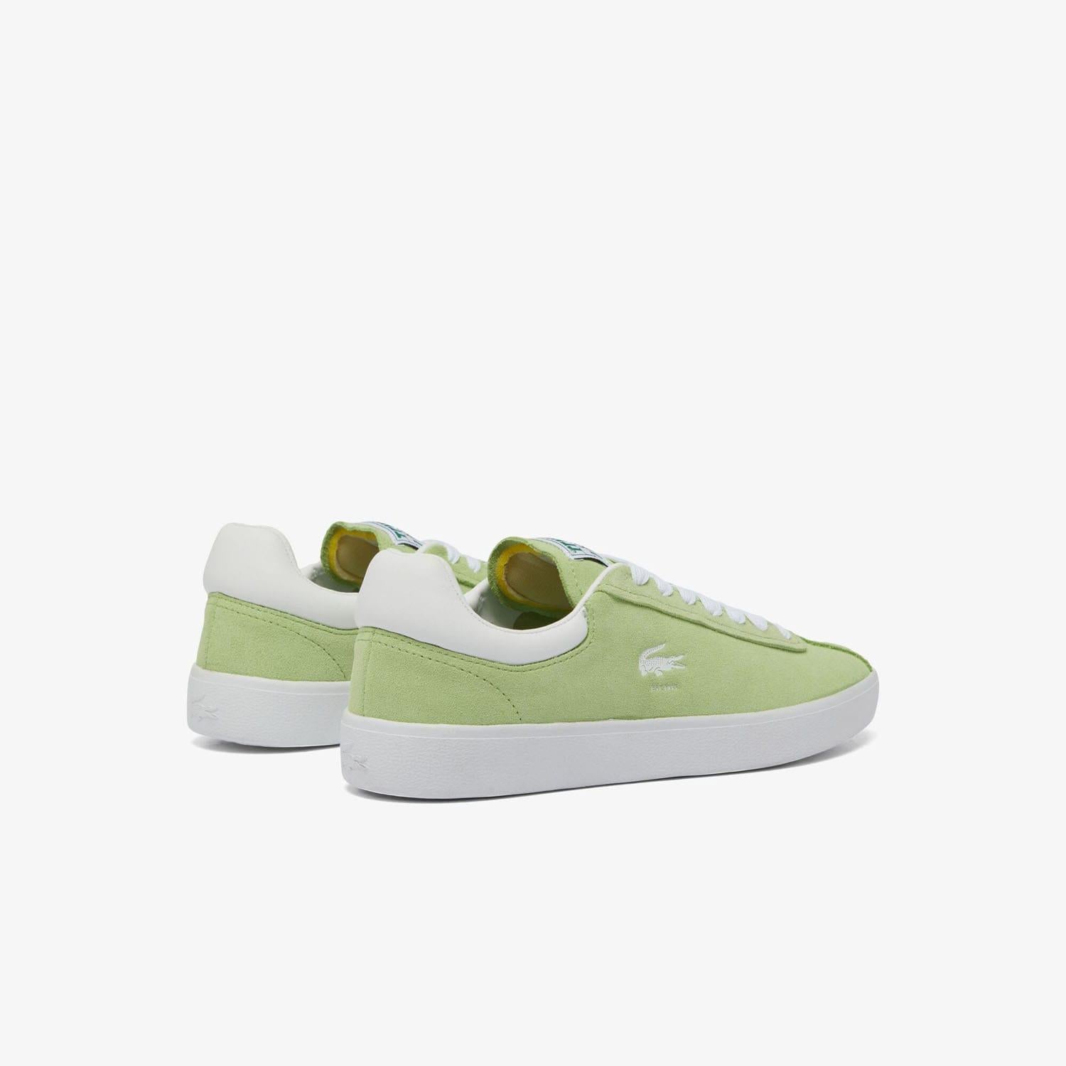 Green-White - Side - Lacoste Womens-Ladies Baseshot Suede Trainers