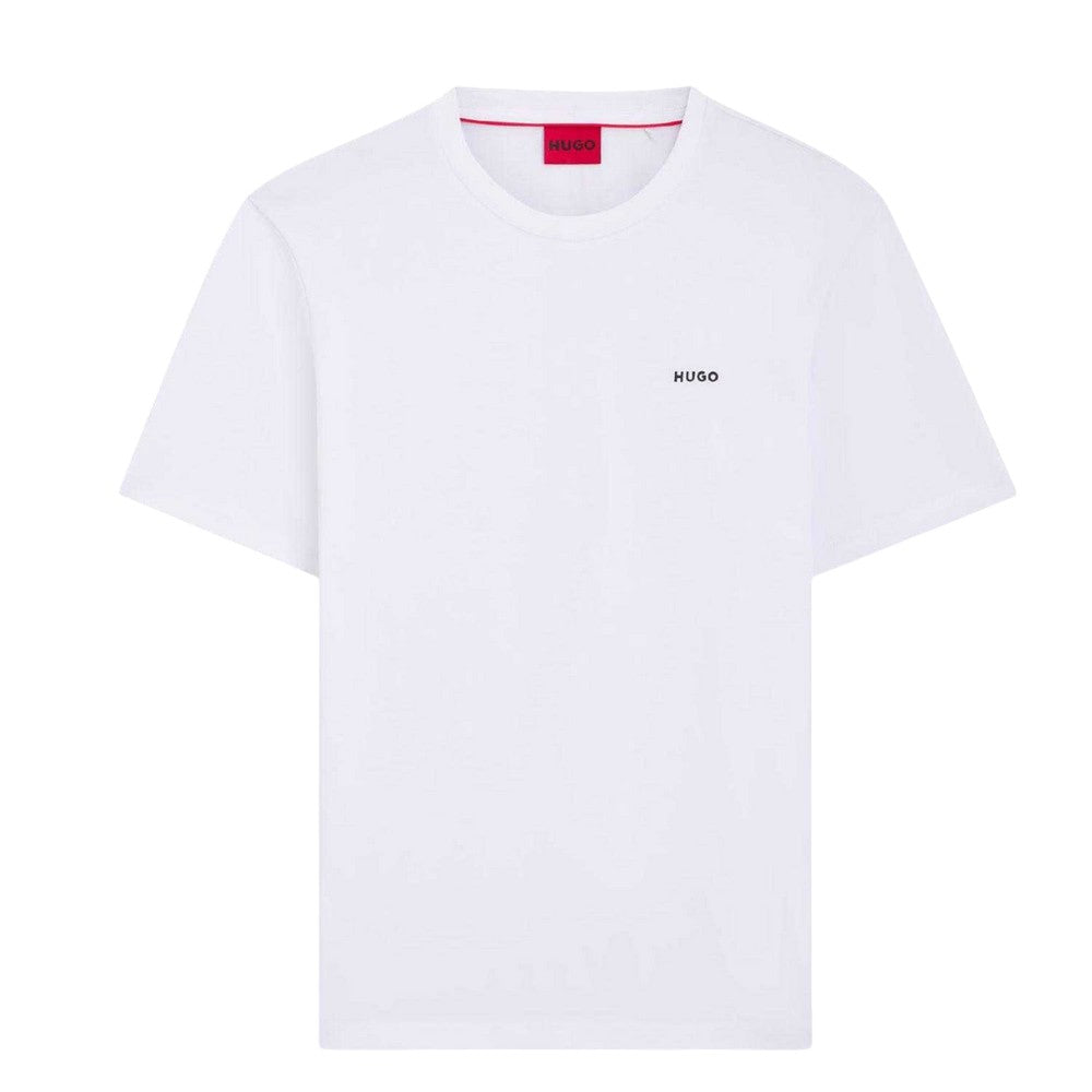 White - Front - Hugo Mens Dero222 Printed Logo T-Shirt