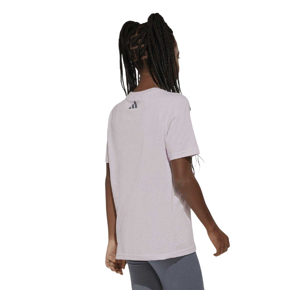 Pink - Back - Adidas Childrens-Kids Big Logo T-Shirt