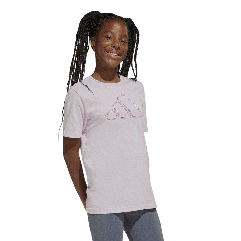Pink - Side - Adidas Childrens-Kids Big Logo T-Shirt