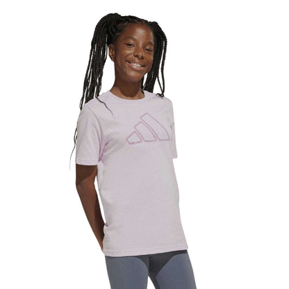 Pink - Side - Adidas Childrens-Kids Big Logo T-Shirt