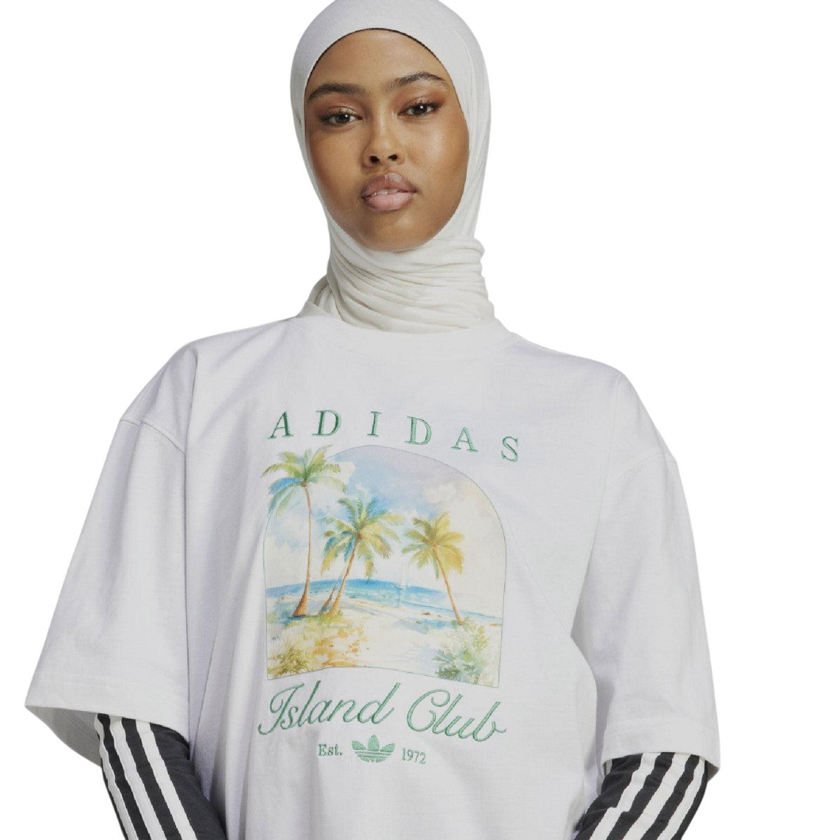 White - Side - Adidas Childrens-Kids Island Club Oversized T-Shirt