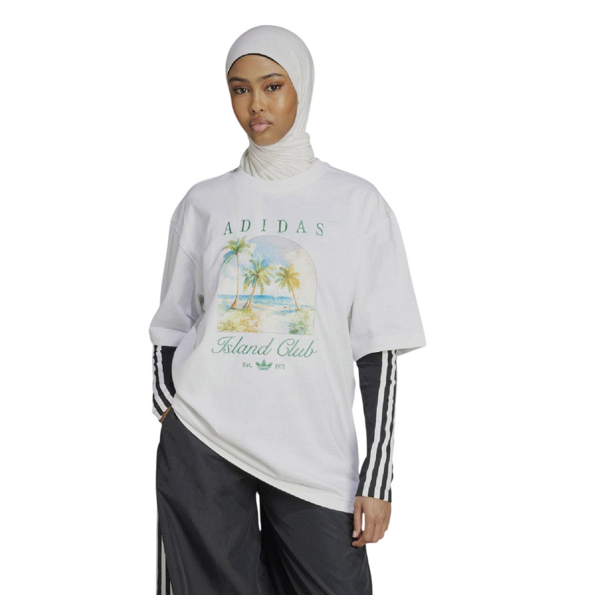 White - Lifestyle - Adidas Childrens-Kids Island Club Oversized T-Shirt
